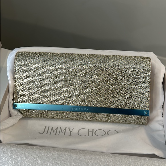 Jimmy Choo Milla Champagne Glitter Clutch - Picture 4 of 8